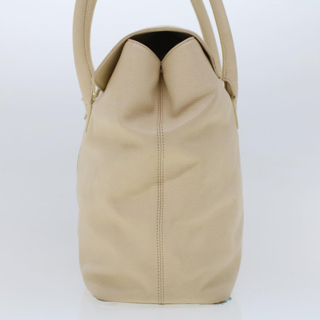 CHANEL Turn Lock Flap Executive Tote Bag Caviar Skin Beige CC Auth 43325