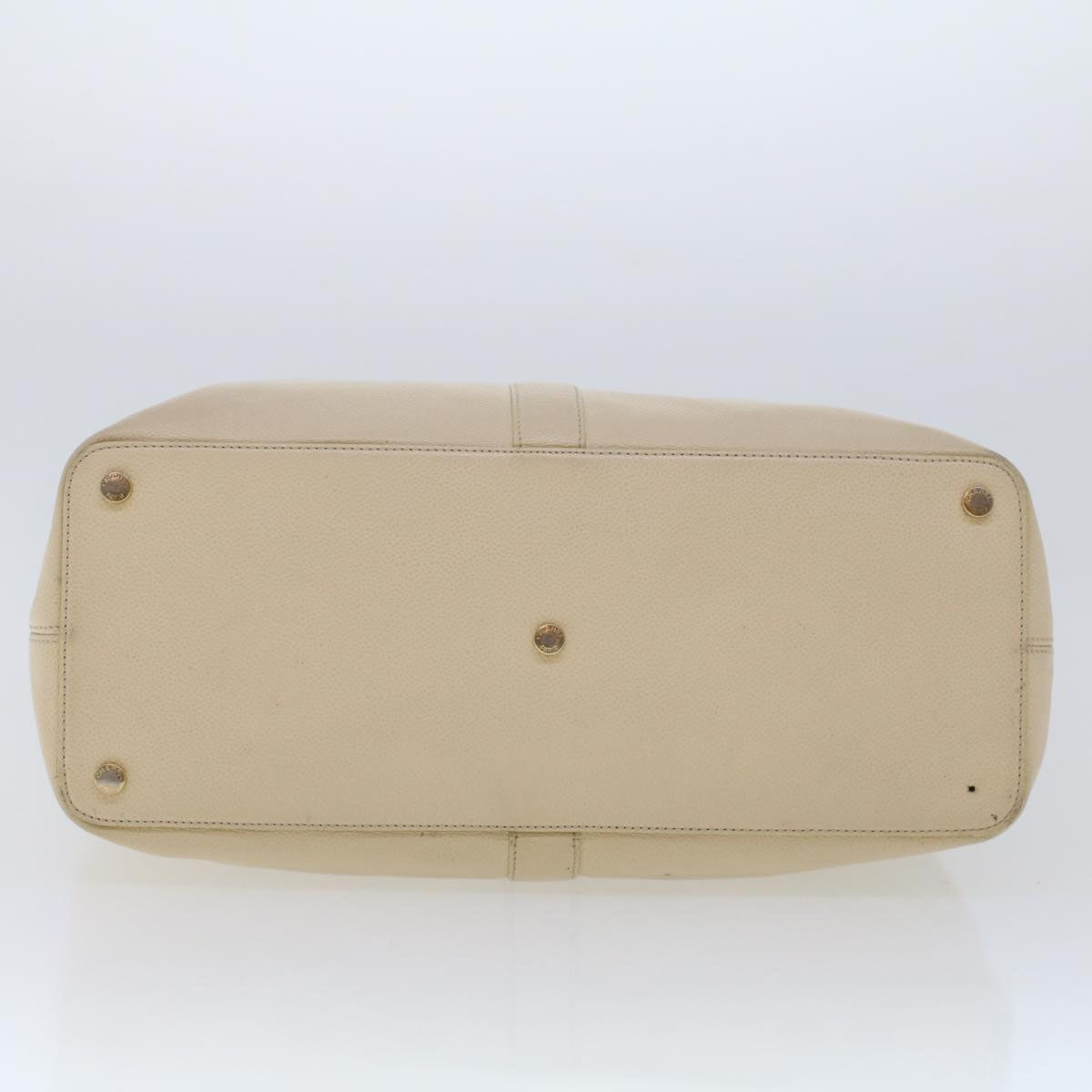 CHANEL Turn Lock Flap Executive Tote Bag Caviar Skin Beige CC  43325