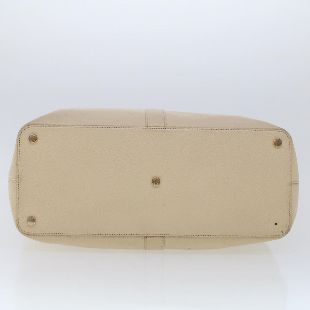 CHANEL Turn Lock Flap Executive Tote Bag Caviar Skin Beige CC Auth 43325