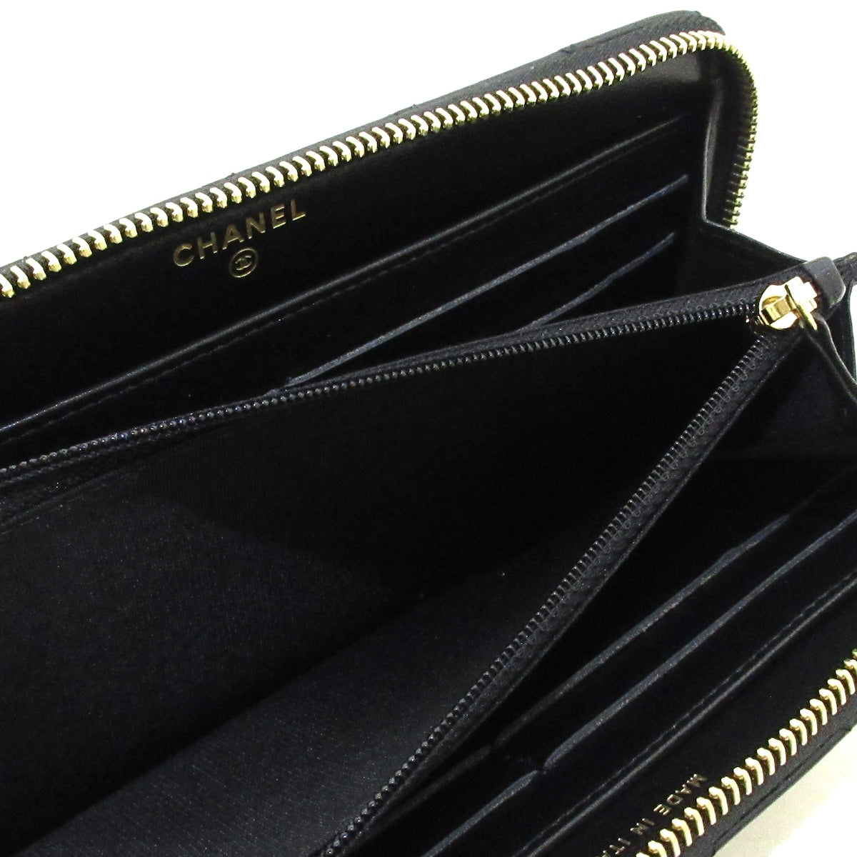Chanel Black Leather Camellia wallet accessories