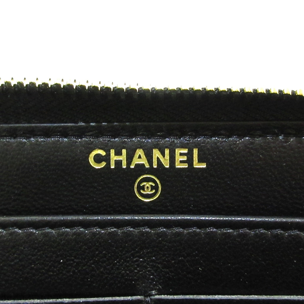 Chanel Black Leather Camellia wallet accessories