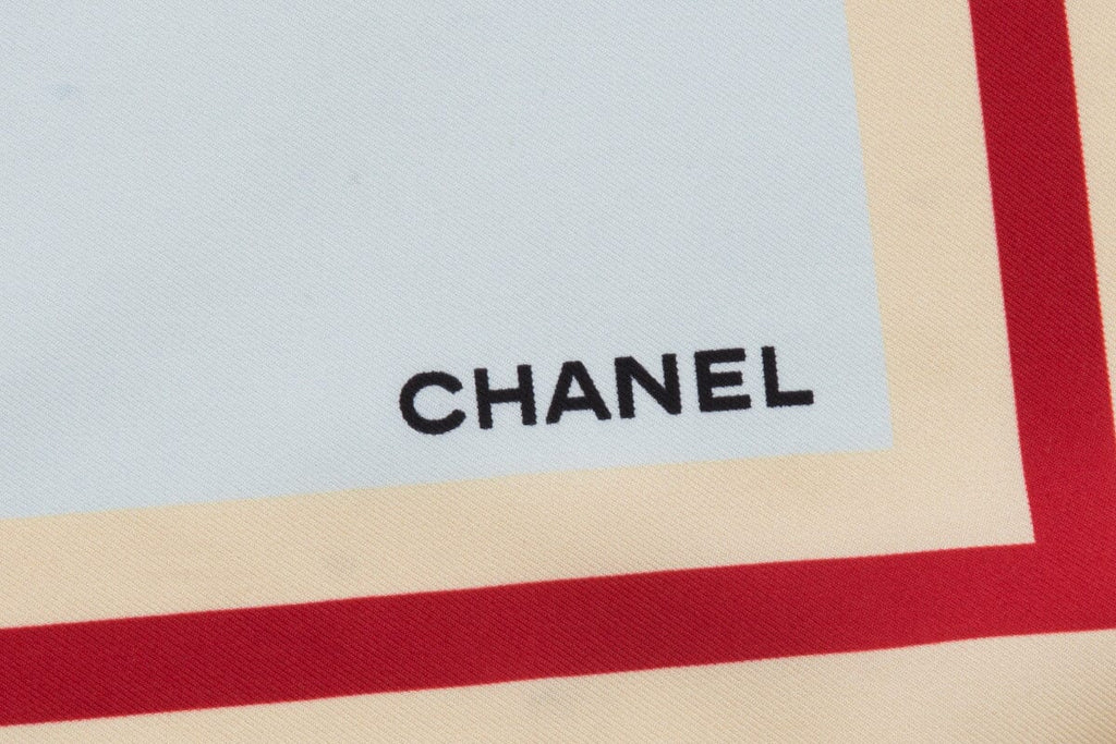 Chanel Multicolor"Rue Cambon Paris" Silk Scarf