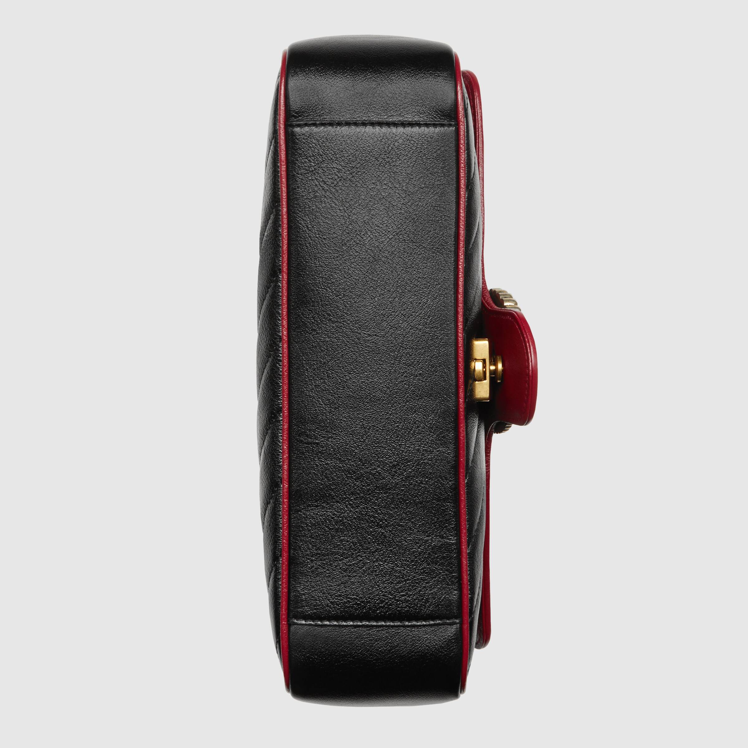 Gucci GG Marmont Matelassé Mini Bag Black Cerise