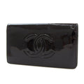 Chanel Black Patent leather Camellia wallet accessories