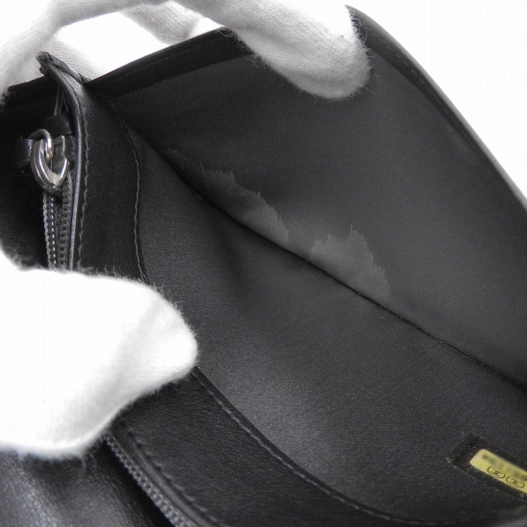 Chanel Black Patent leather Camellia wallet accessories