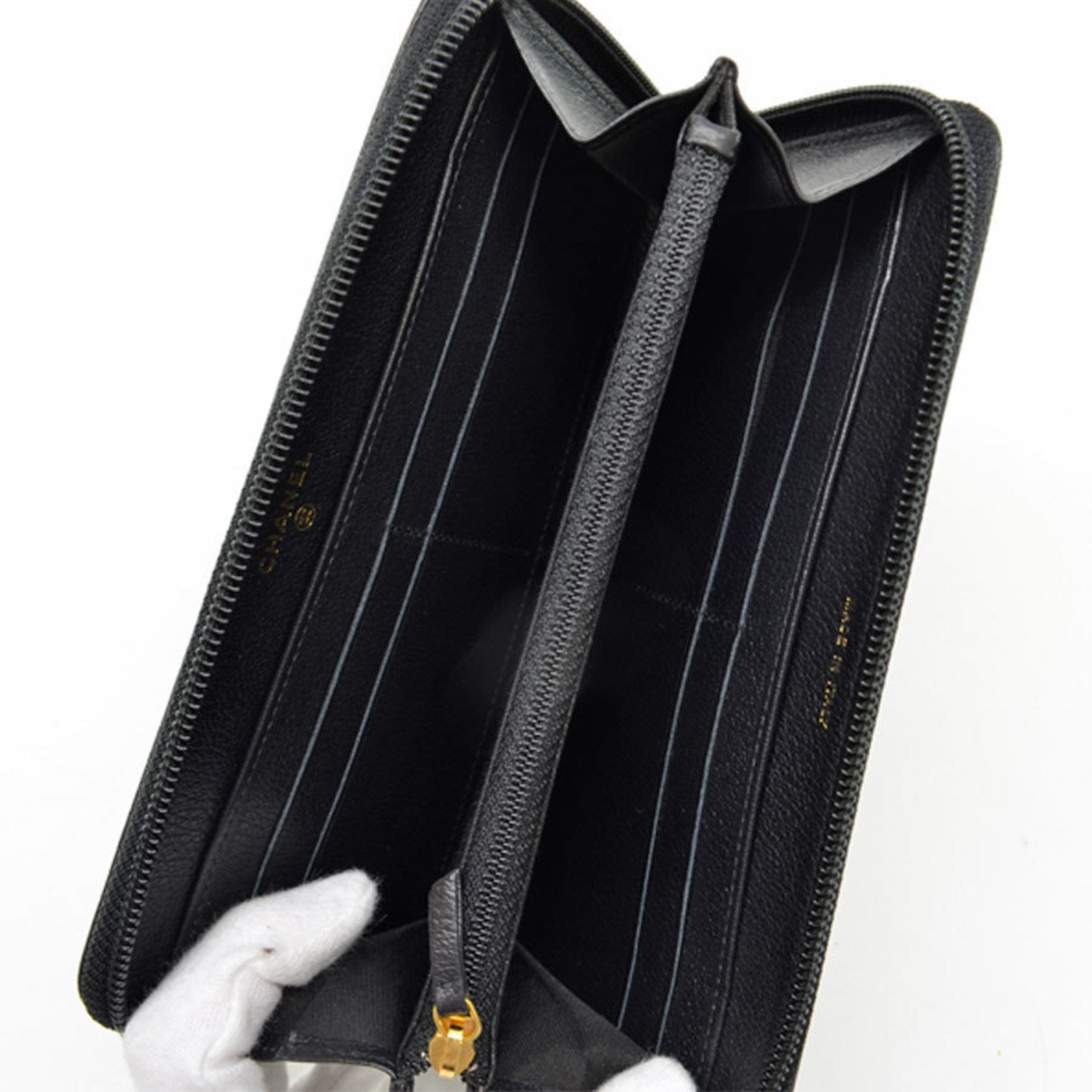 Chanel Black Leather Camellia wallet accessories