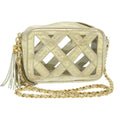 CHANEL Fringe Chain Shoulder Bag Lamb Skin Gold CC  44673