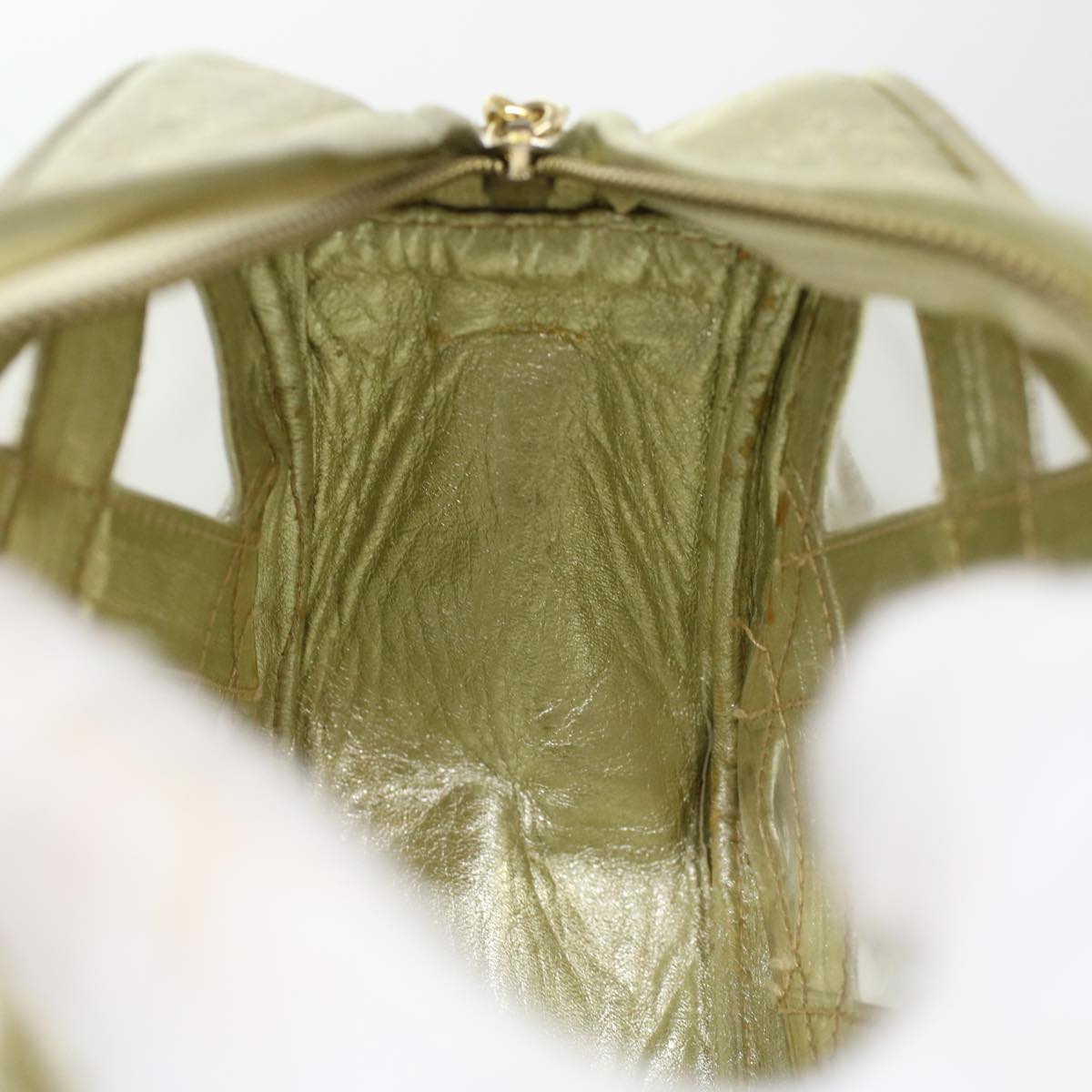 CHANEL Fringe Chain Shoulder Bag Lamb Skin Gold CC  44673