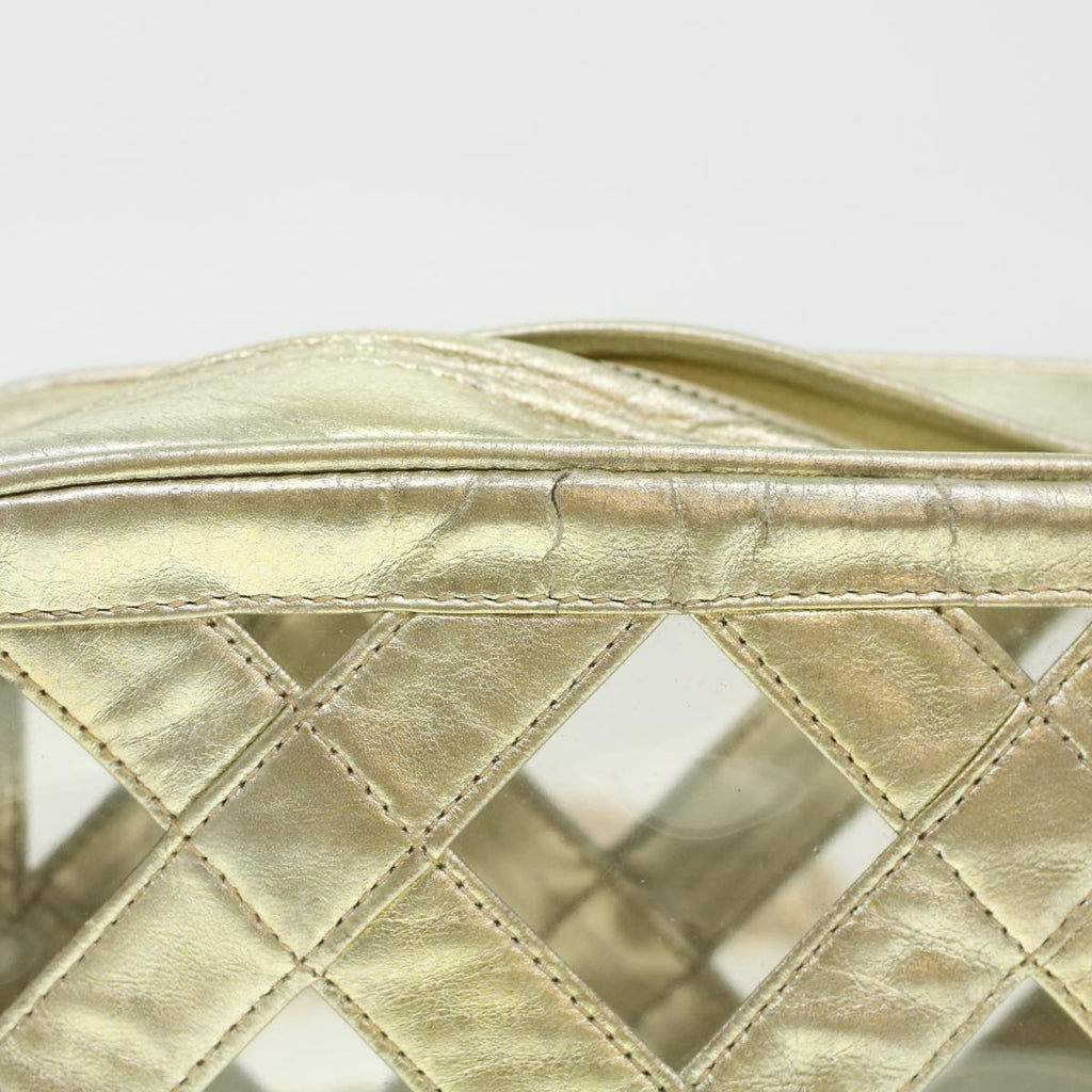CHANEL Fringe Chain Shoulder Bag Lamb Skin Gold CC  44673