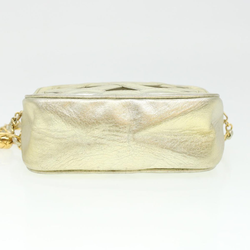 CHANEL Fringe Chain Shoulder Bag Lamb Skin Gold CC  44673