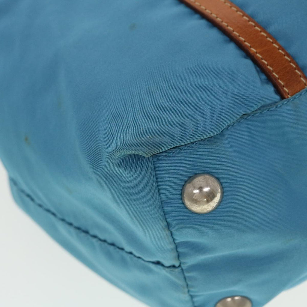 PRADA Hand Bag Nylon Light Blue Brown  44988