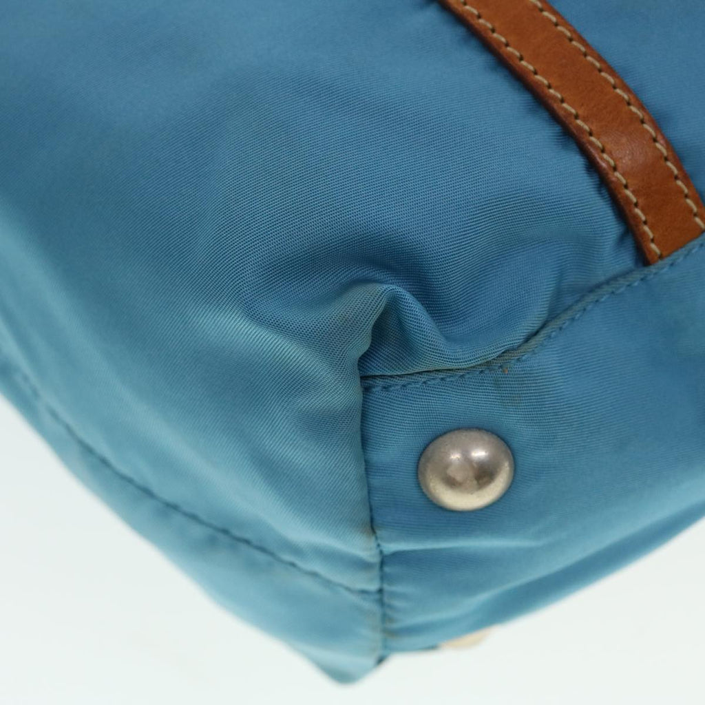 PRADA Hand Bag Nylon Light Blue Brown  44988