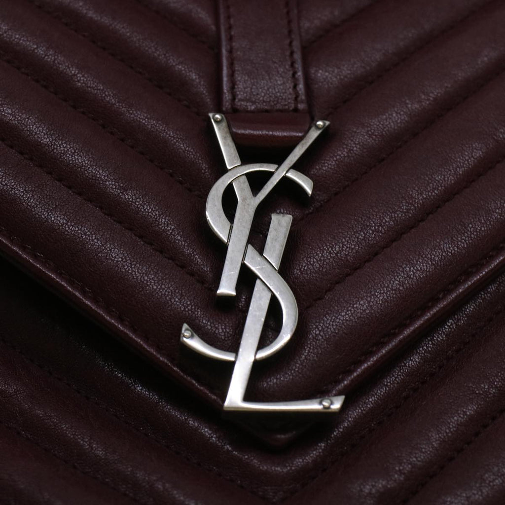 SAINT LAURENT Chain Shoulder Bag Leather Red 487213 Auth 44989A