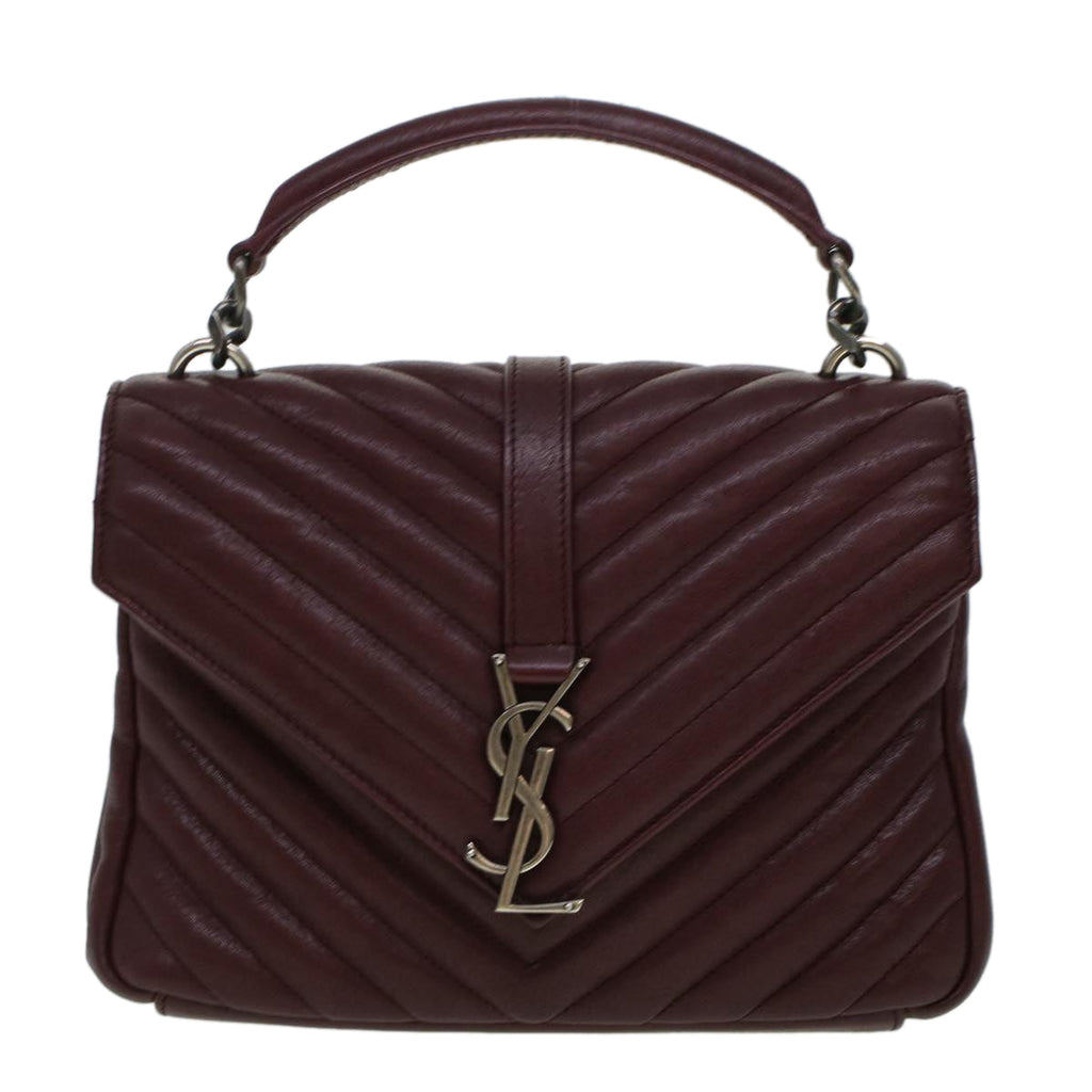 SAINT LAURENT Chain Shoulder Bag Leather Red 487213 Auth 44989A