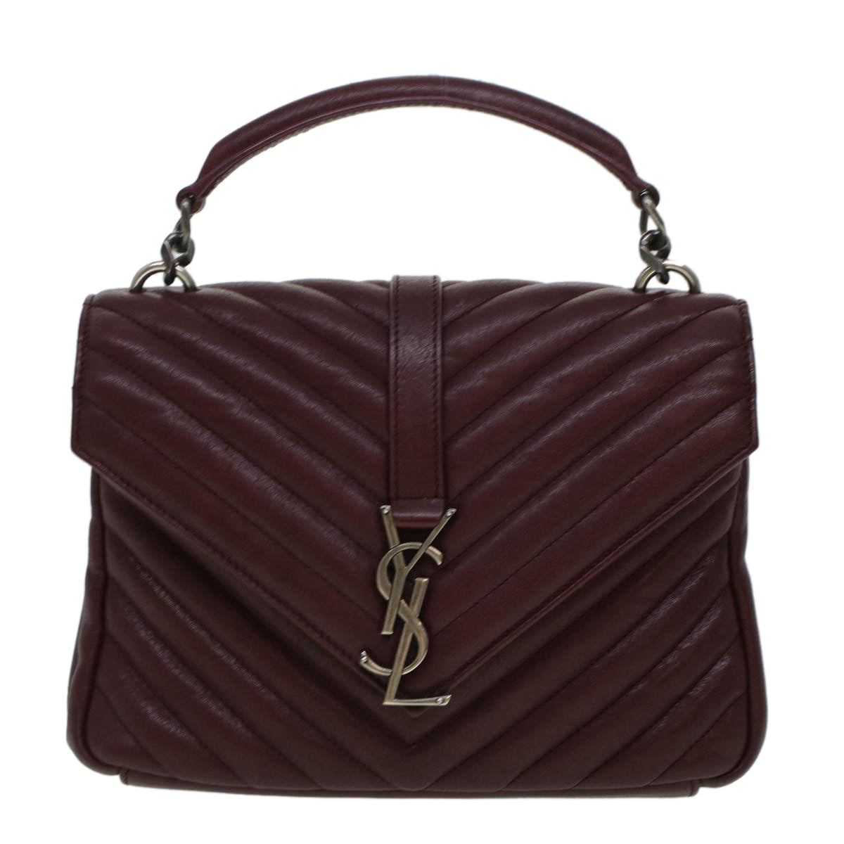 SAINT LAURENT Chain Shoulder Bag Leather Red 487213 Auth 44989A