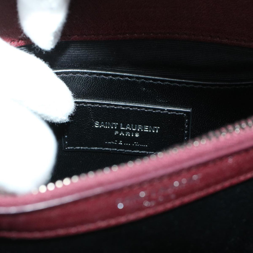 SAINT LAURENT Chain Shoulder Bag Leather Red 487213 Auth 44989A