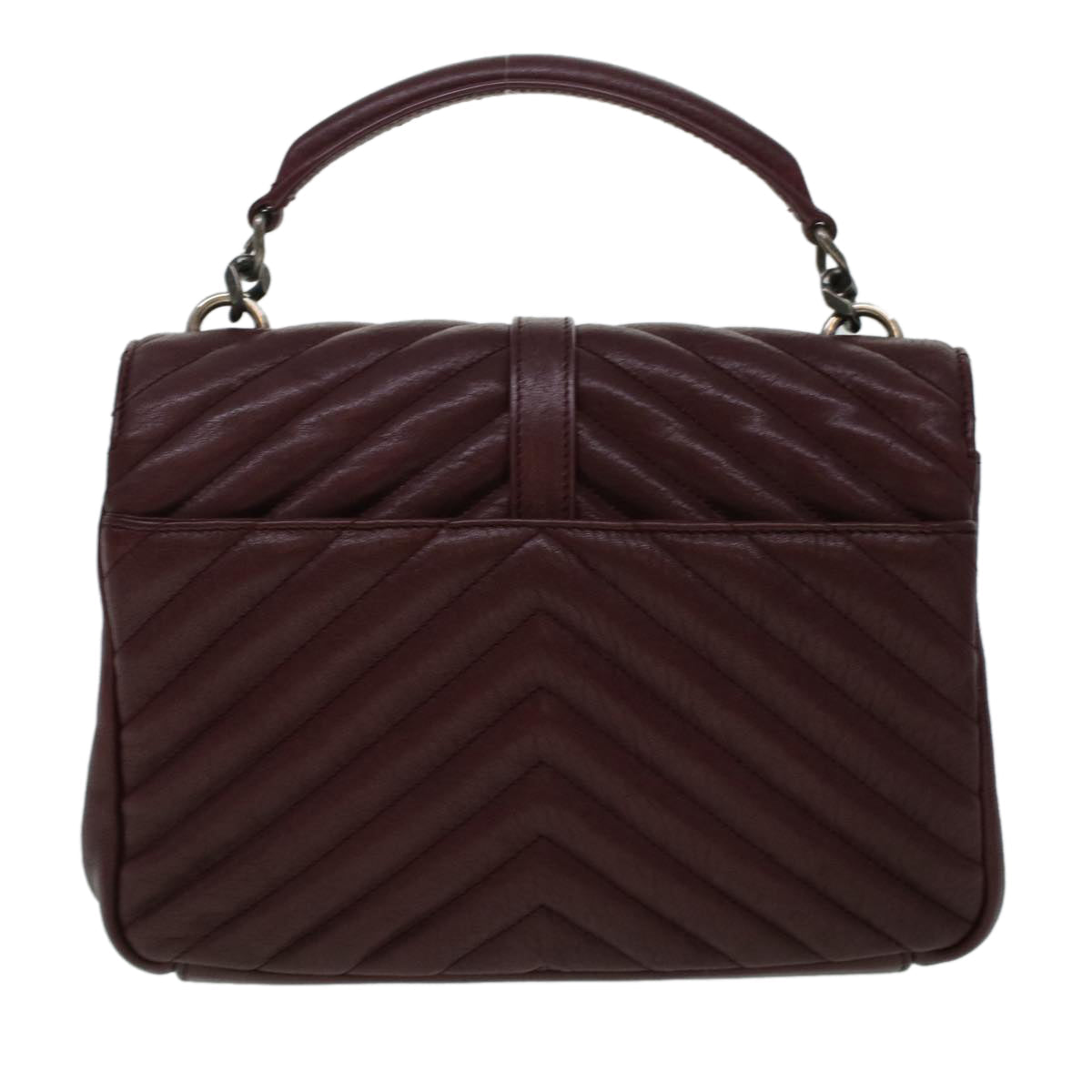 SAINT LAURENT Chain Shoulder Bag Leather Red 487213 Auth 44989A