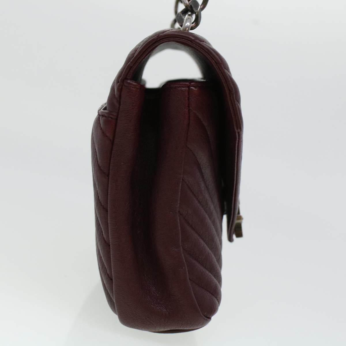 SAINT LAURENT Chain Shoulder Bag Leather Red 487213 Auth 44989A