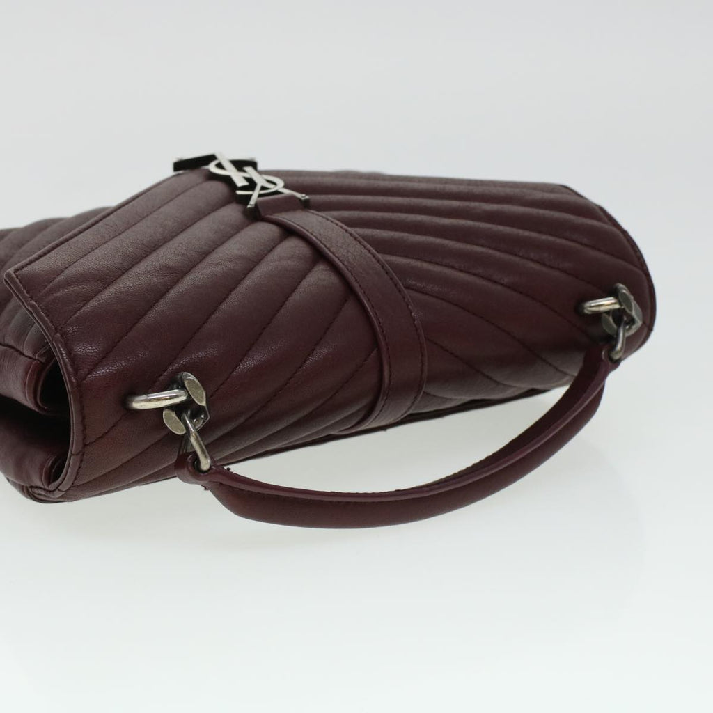 SAINT LAURENT Chain Shoulder Bag Leather Red 487213 Auth 44989A