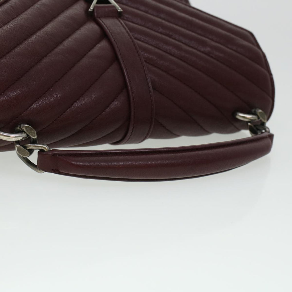 SAINT LAURENT Chain Shoulder Bag Leather Red 487213 Auth 44989A