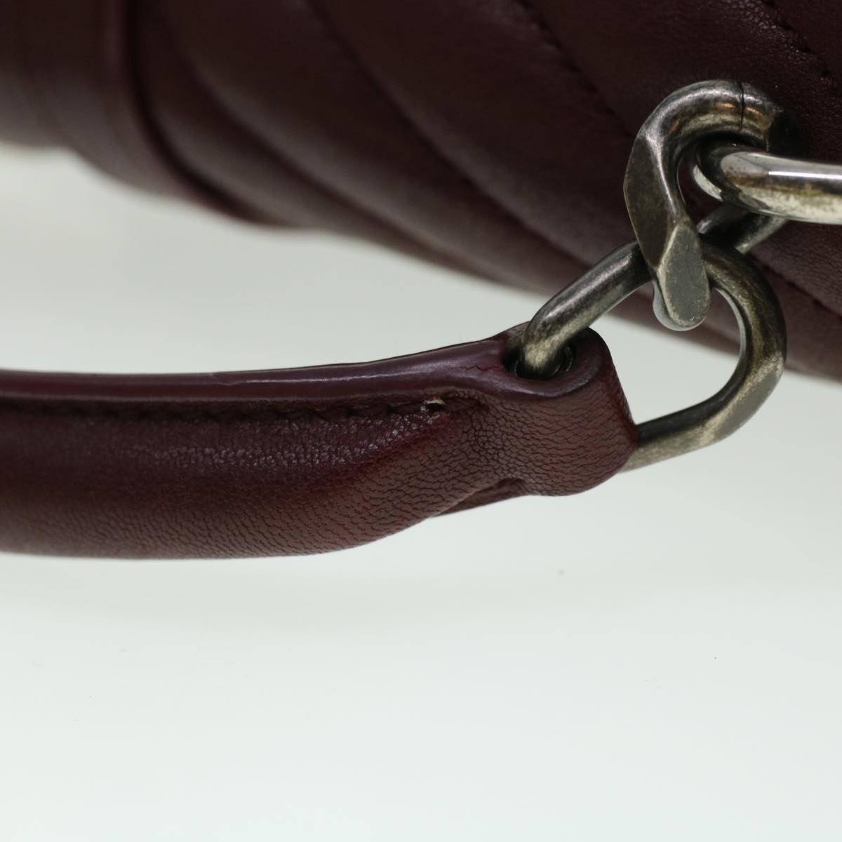 SAINT LAURENT Chain Shoulder Bag Leather Red 487213 Auth 44989A