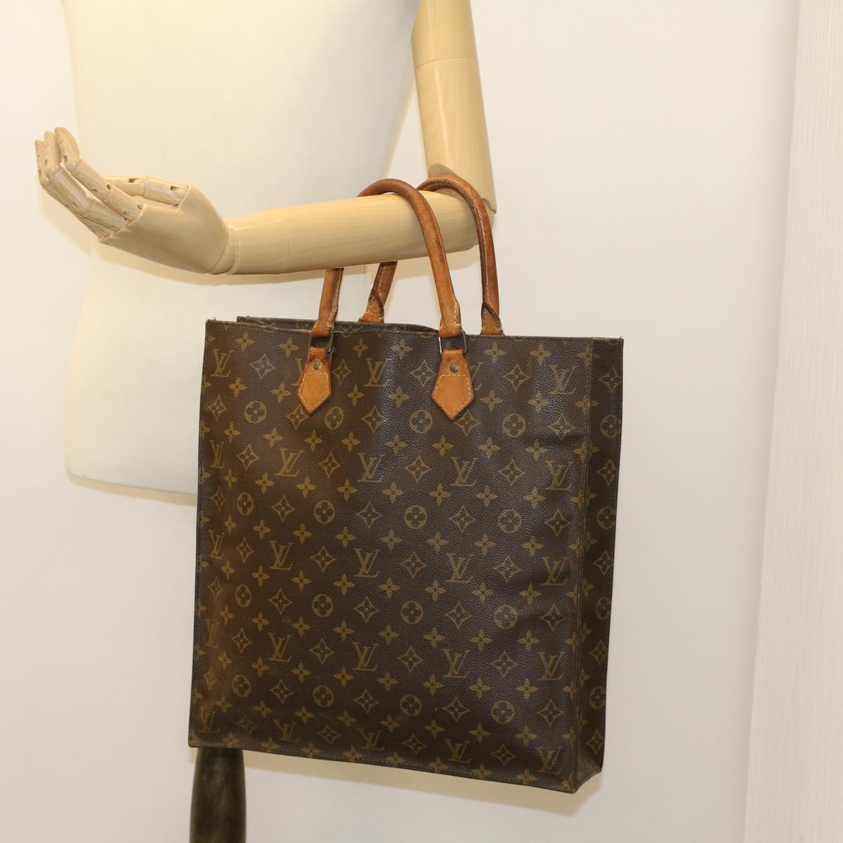 LOUIS VUITTON Monogram Sac Plat Hand Bag M51140 LV Auth 45024