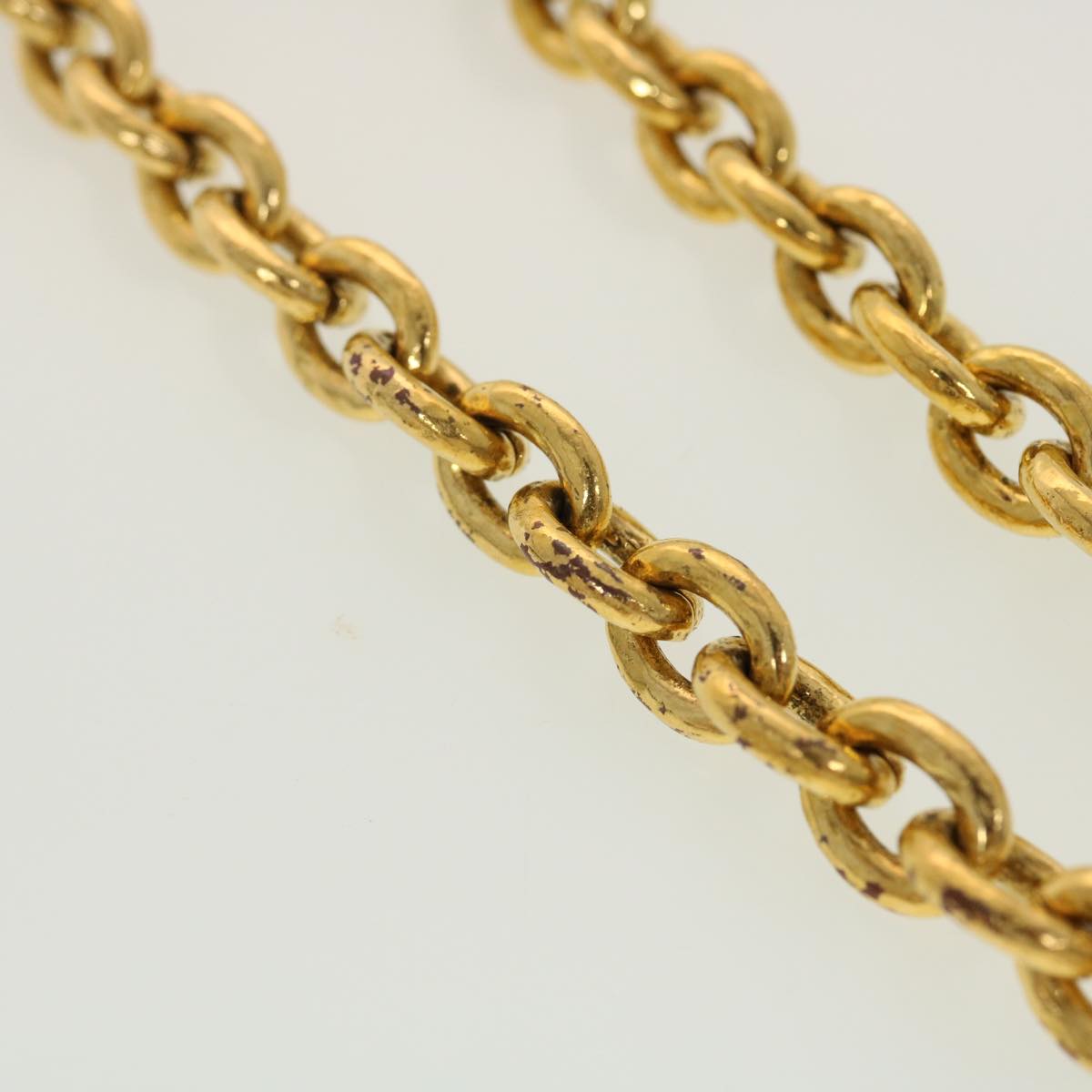CHANEL Chain Necklace Metal Gold Tone CC Auth 45085