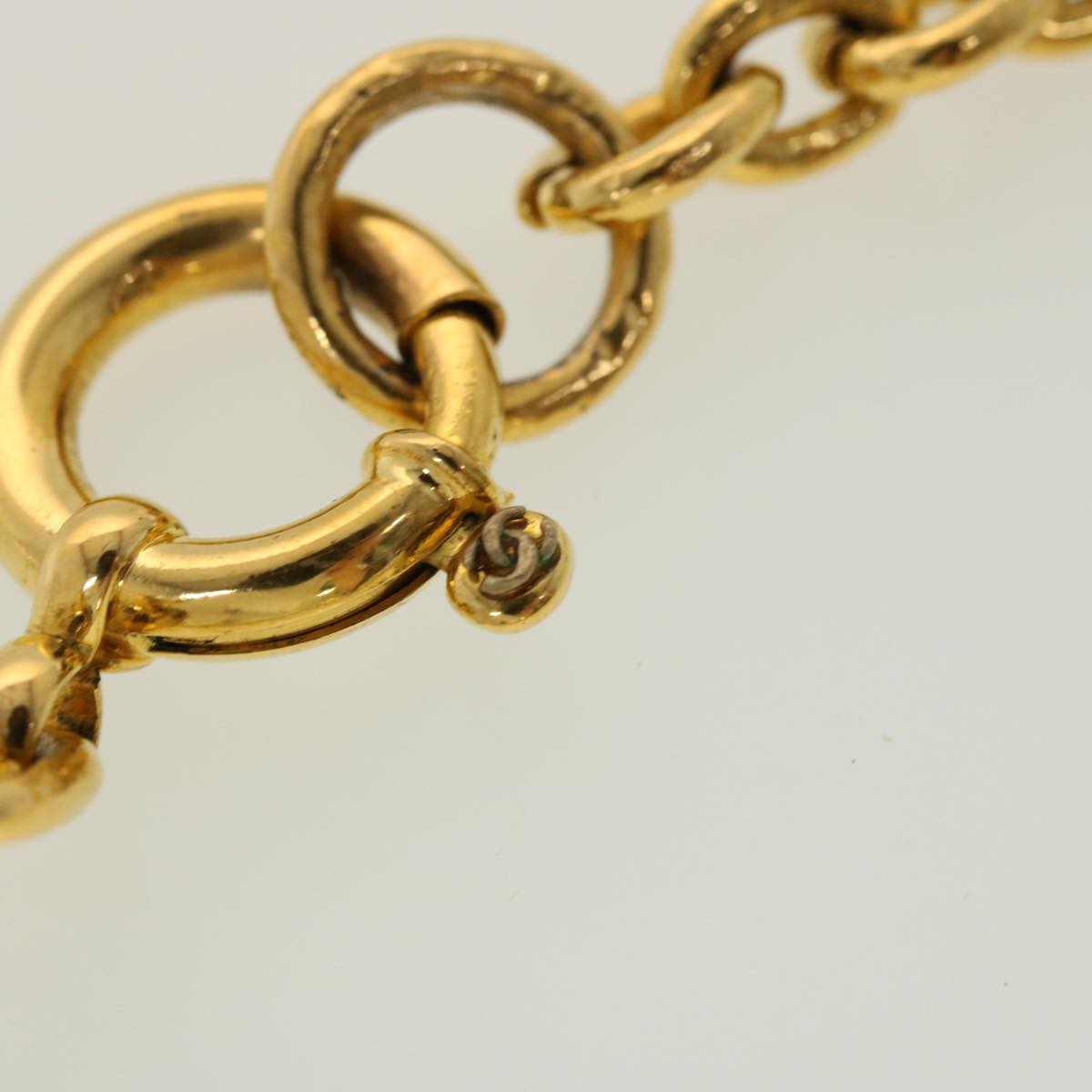 CHANEL Chain Necklace Metal Gold Tone CC Auth 45085