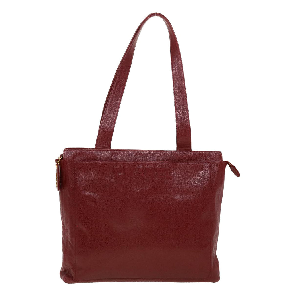 CHANEL Shoulder Bag Caviar Skin Red CC  45089