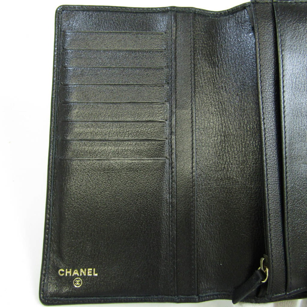 Chanel Black Leather Camellia wallet accessories