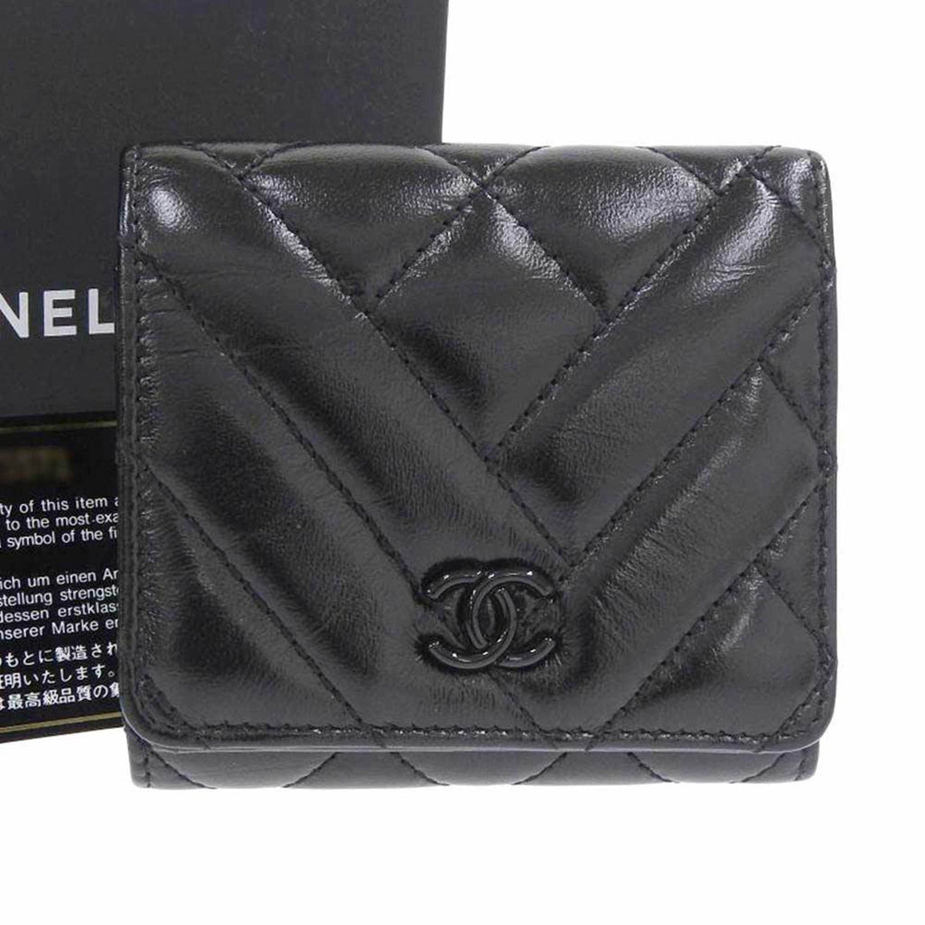Chanel Black Leather  wallet accessories