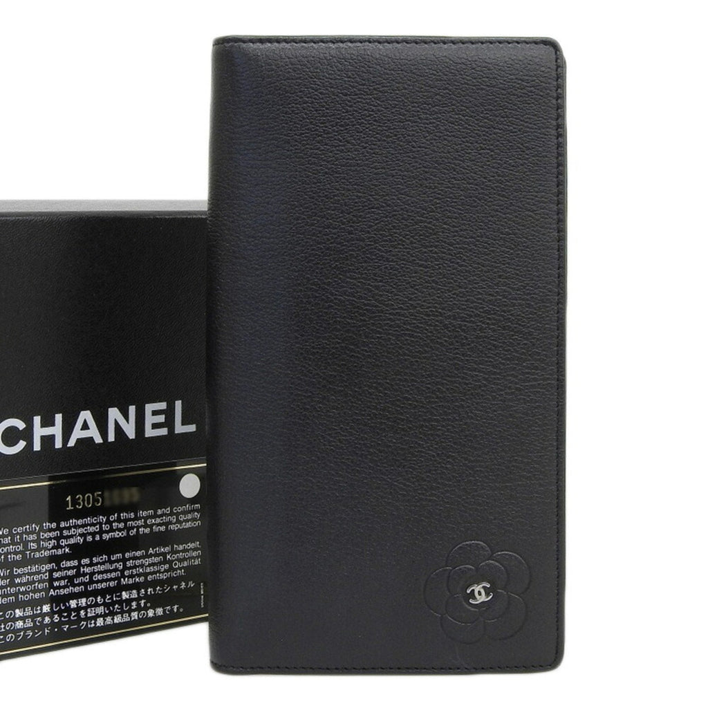 Chanel Black Leather Camellia wallet accessories