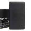 Chanel Black Leather Camellia wallet accessories
