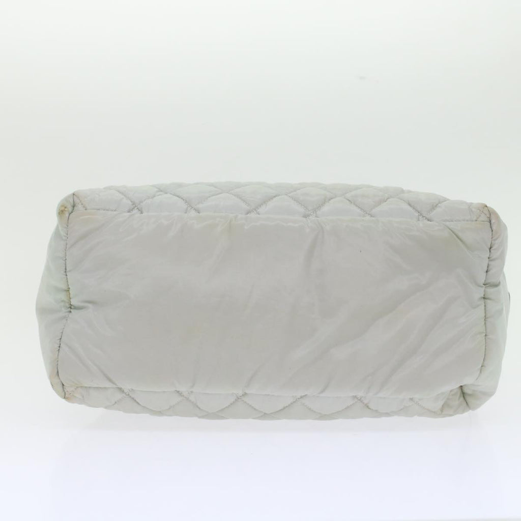 CHANEL Hand Bag Nylon Gray CC Auth 45853