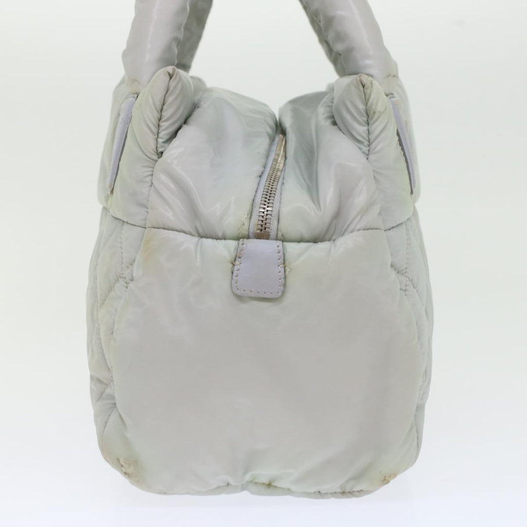 CHANEL Hand Bag Nylon Gray CC Auth 45853