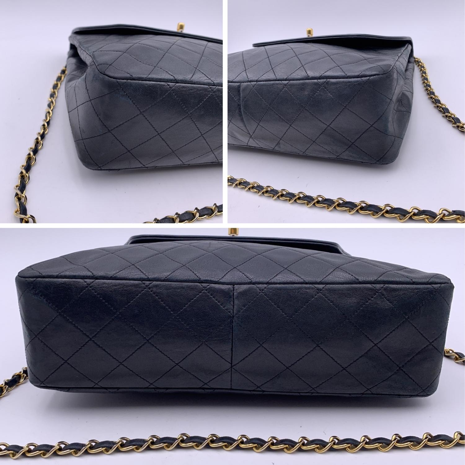CHANEL Vintage Black Quilted Trapeze Flap Shoulder Bag With Wallet