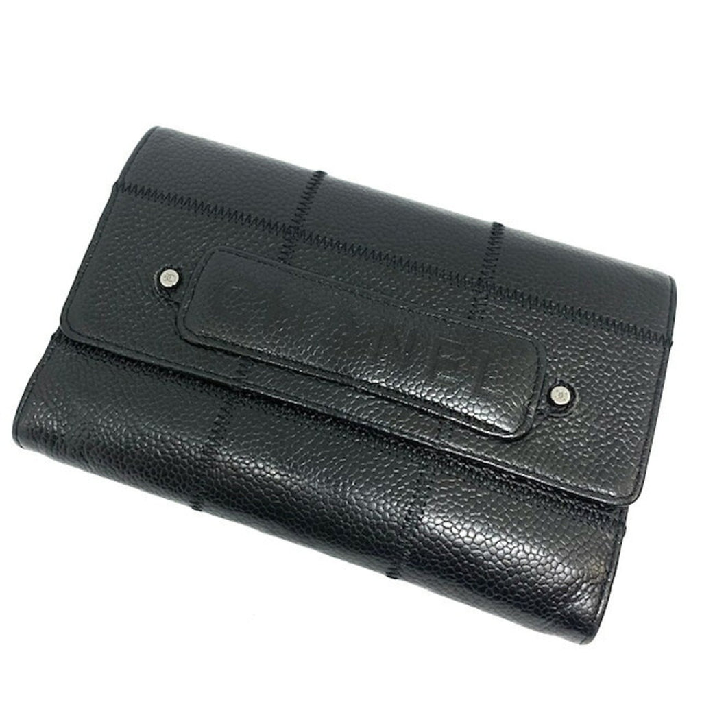 Chanel Black Leather Chocolate bar wallet accessories