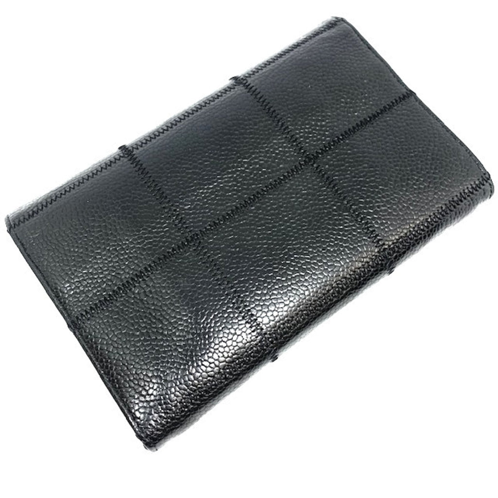Chanel Black Leather Chocolate bar wallet accessories