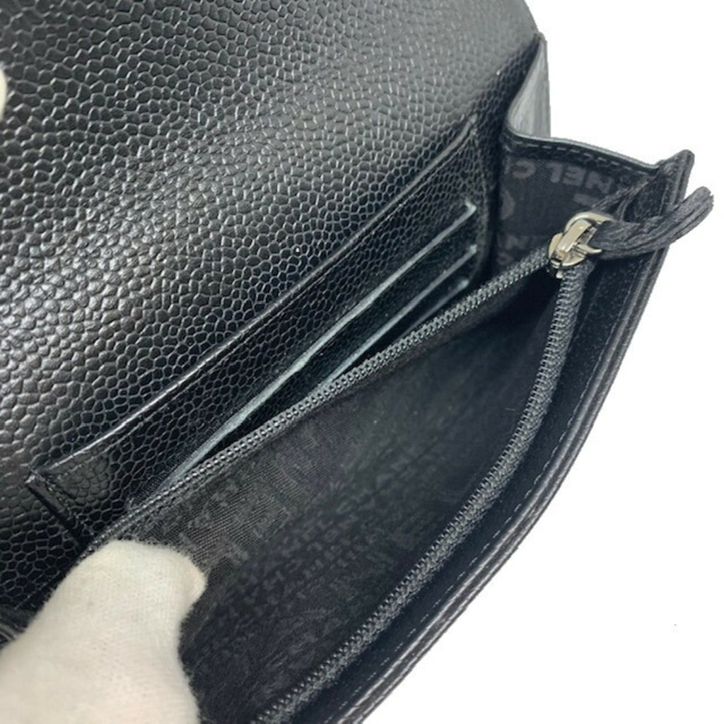 Chanel Black Leather Chocolate bar wallet accessories
