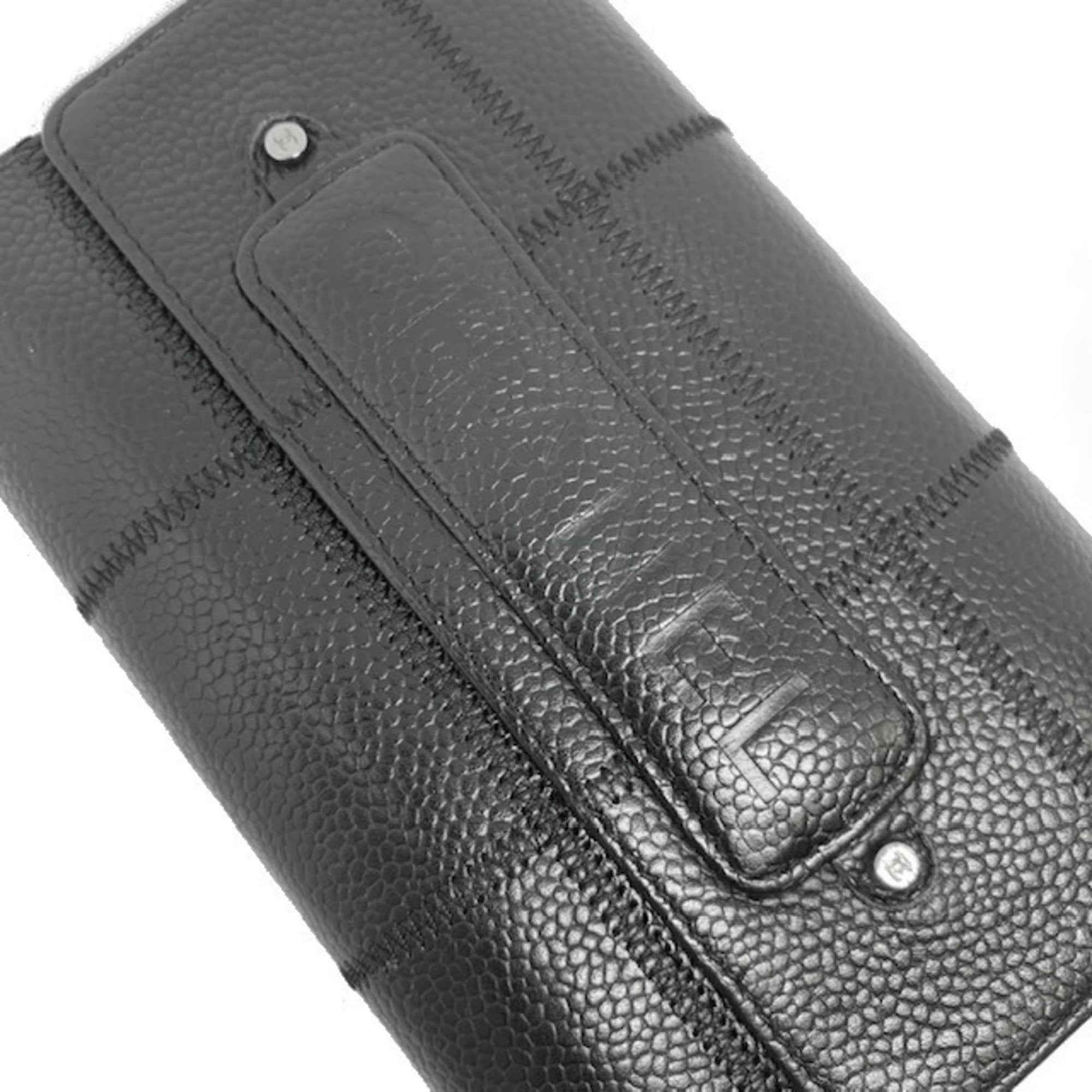 Chanel Black Leather Chocolate bar wallet accessories