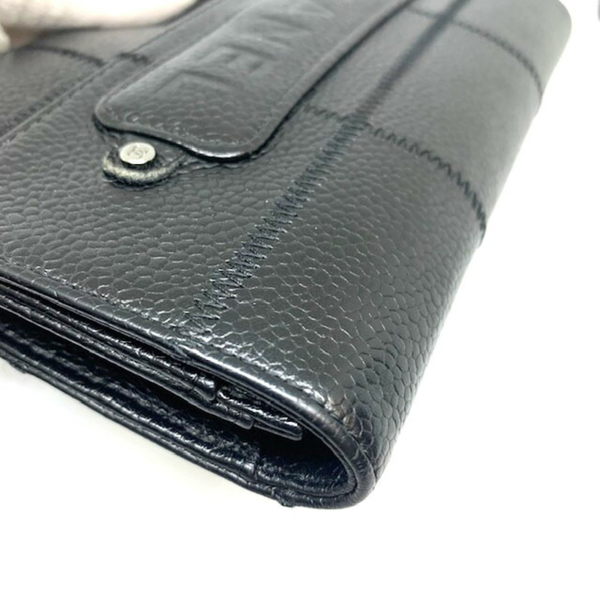 Chanel Black Leather Chocolate bar wallet accessories