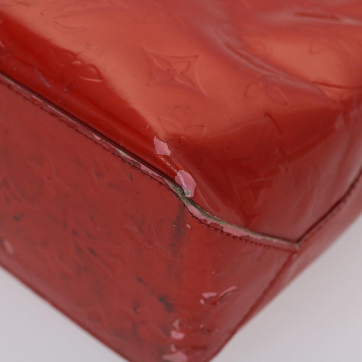 LOUIS VUITTON Monogram Vernis Reade PM Hand Bag Rouge M91088 LV Auth 46754