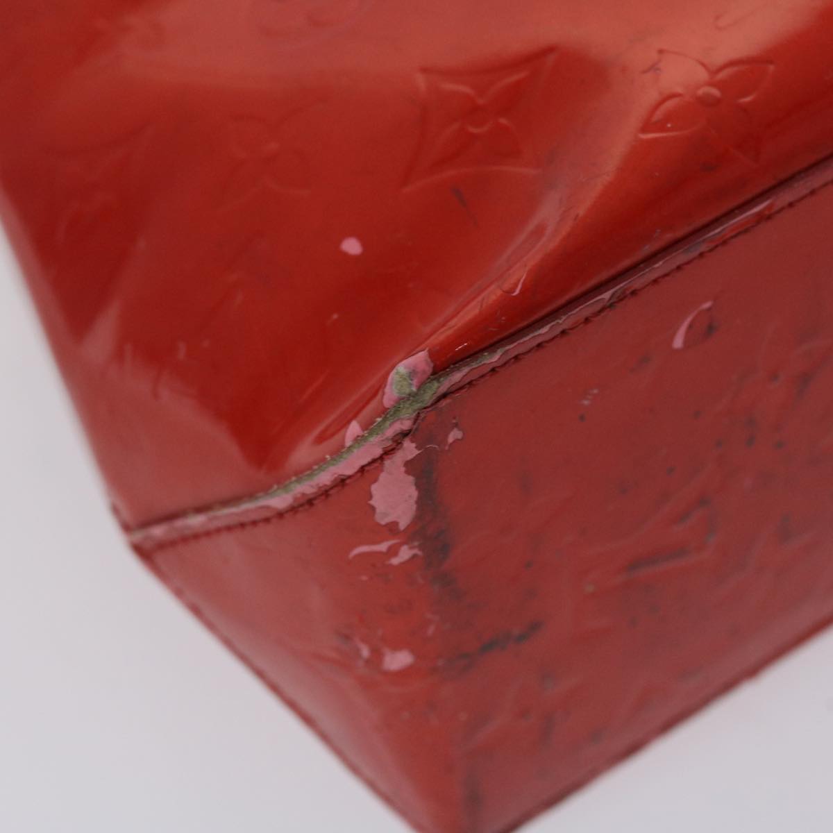 LOUIS VUITTON Monogram Vernis Reade PM Hand Bag Rouge M91088 LV Auth 46754