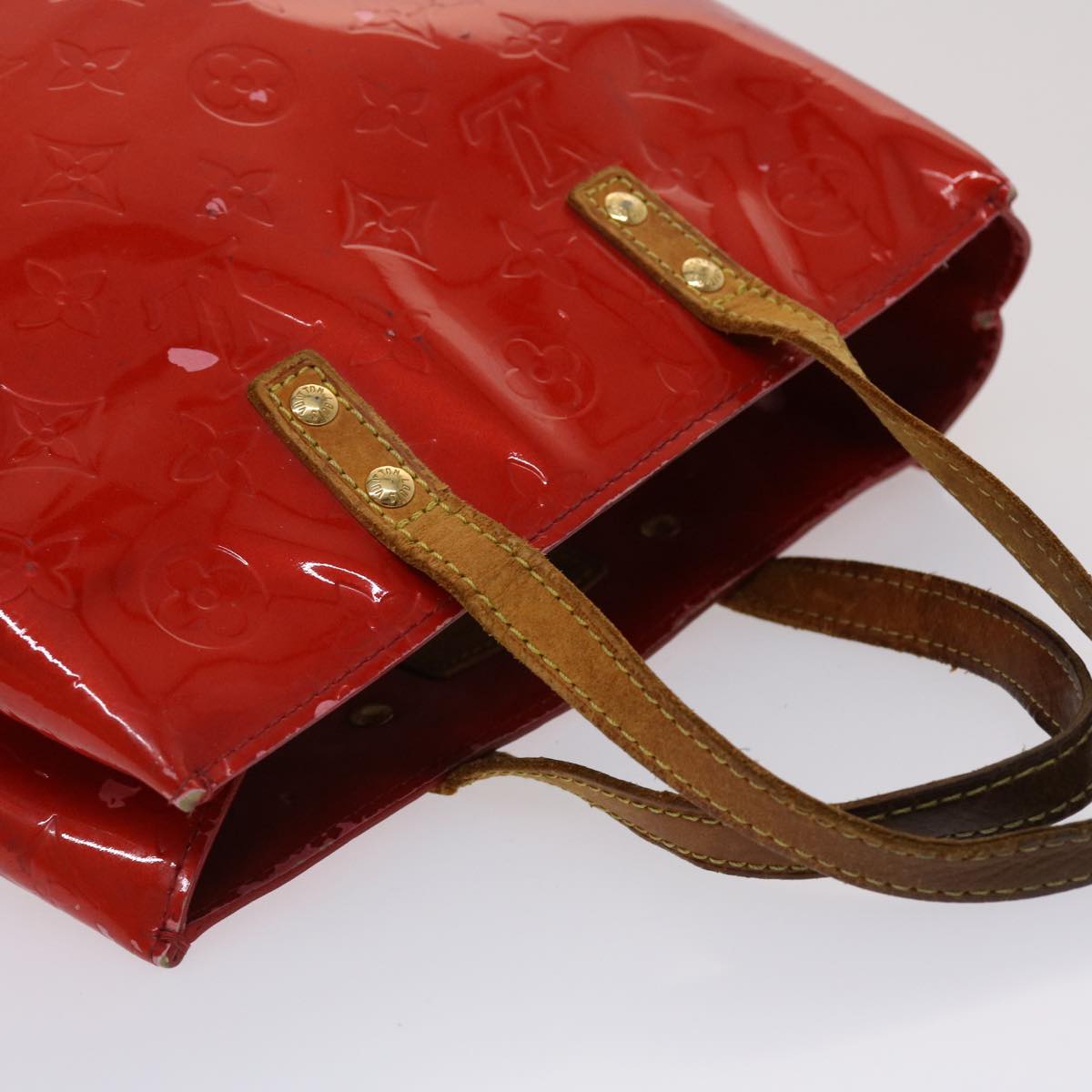 LOUIS VUITTON Monogram Vernis Reade PM Hand Bag Rouge M91088 LV Auth 46754