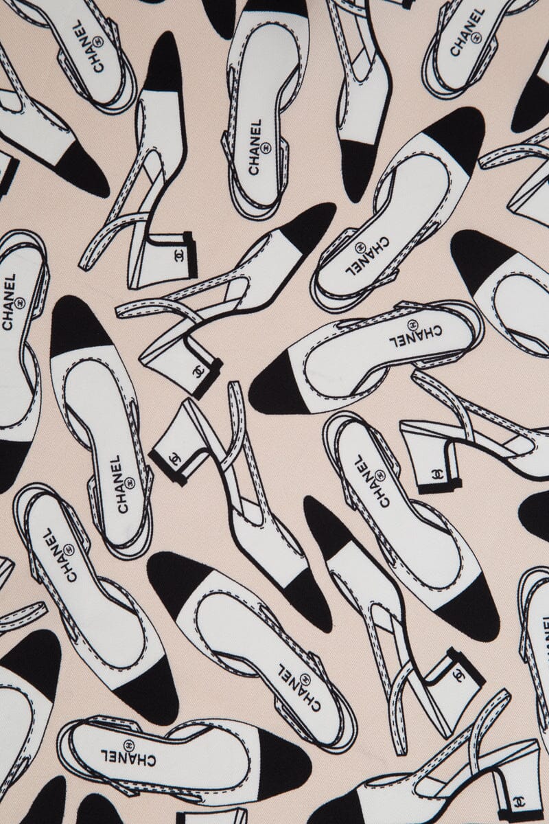 Chanel Blush Silk Shoe Printed Scarf