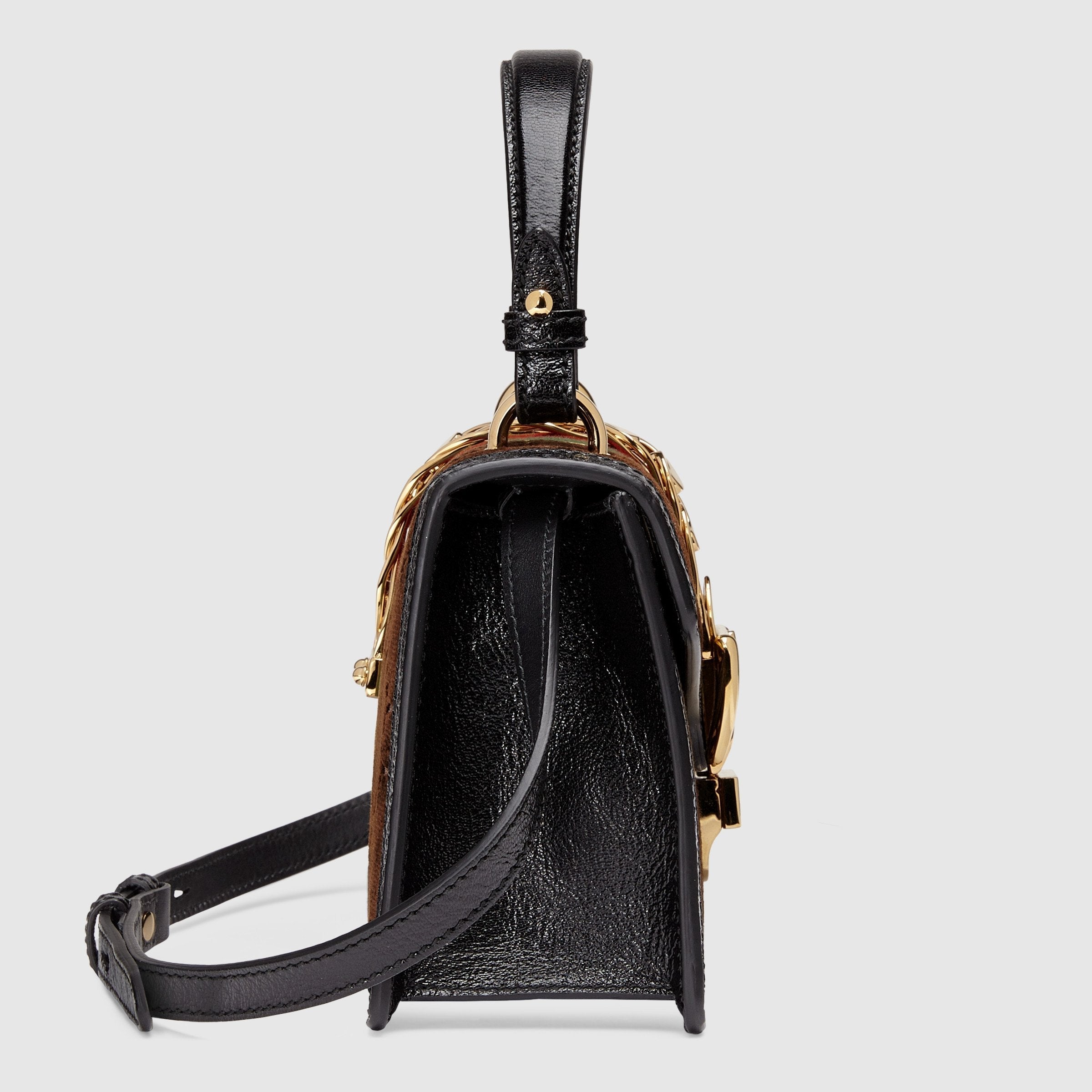 Gucci Sylvie GG Velvet Small Shoulder Bag Brown