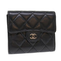 CHANEL Matelasse Wallet Lamb Skin Black CC  47561