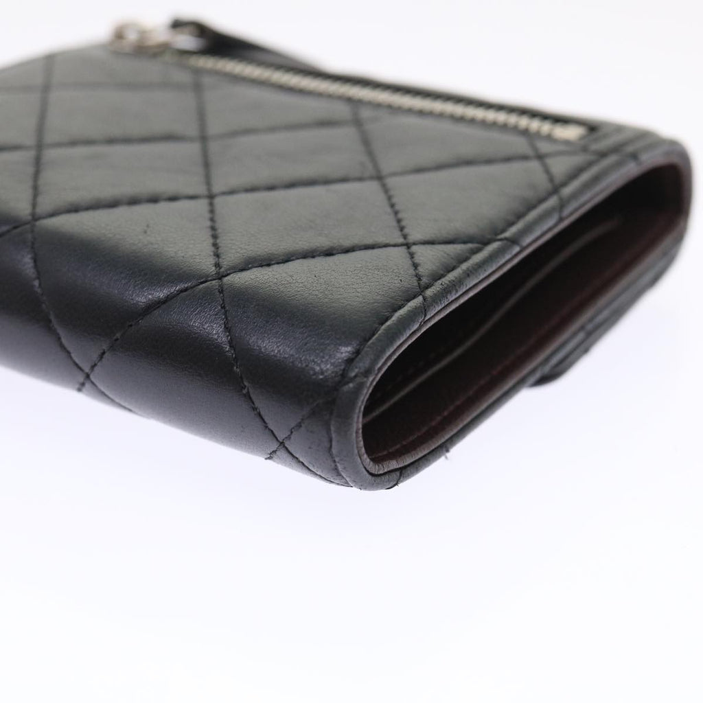 CHANEL Matelasse Wallet Lamb Skin Black CC  47561