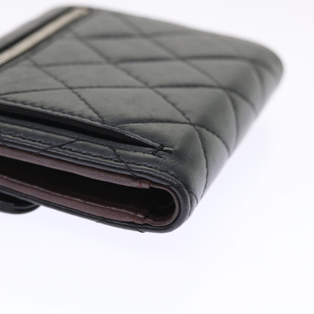 CHANEL Matelasse Wallet Lamb Skin Black CC  47561