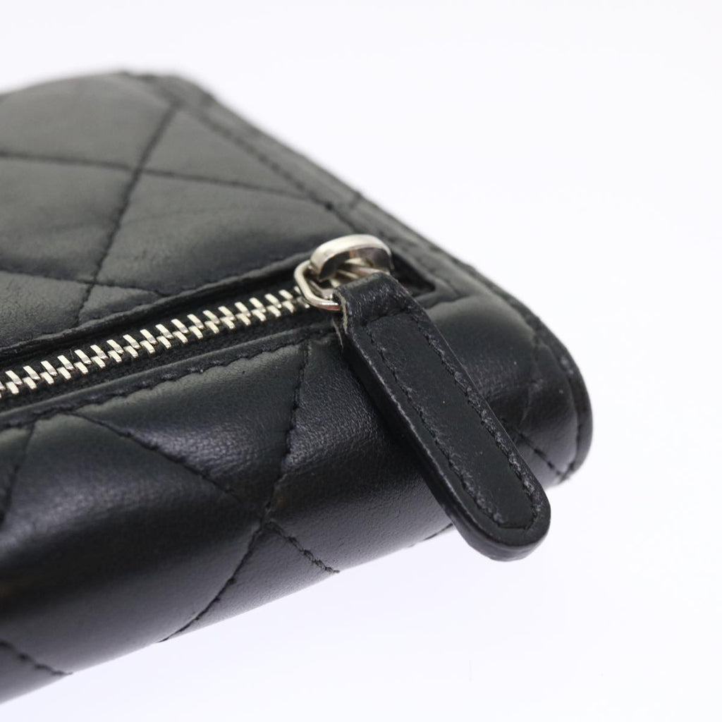 CHANEL Matelasse Wallet Lamb Skin Black CC  47561
